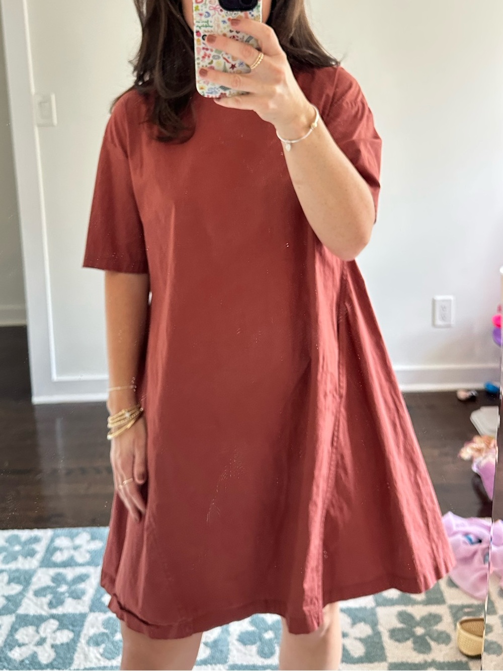 Zara Rust Terracotta Linen Blend A-Line Mini Dress Oversized | Size XS